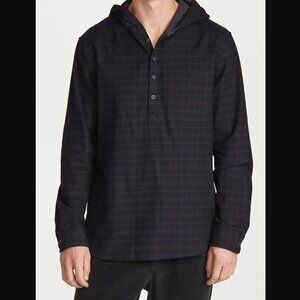 Vince Highway Plaid Half Button Pullover Hooded Shirt - S